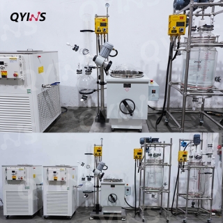 生物多肽合成定制一條線   防爆50L雙層玻璃反應(yīng)釜-旋蒸-固相釜